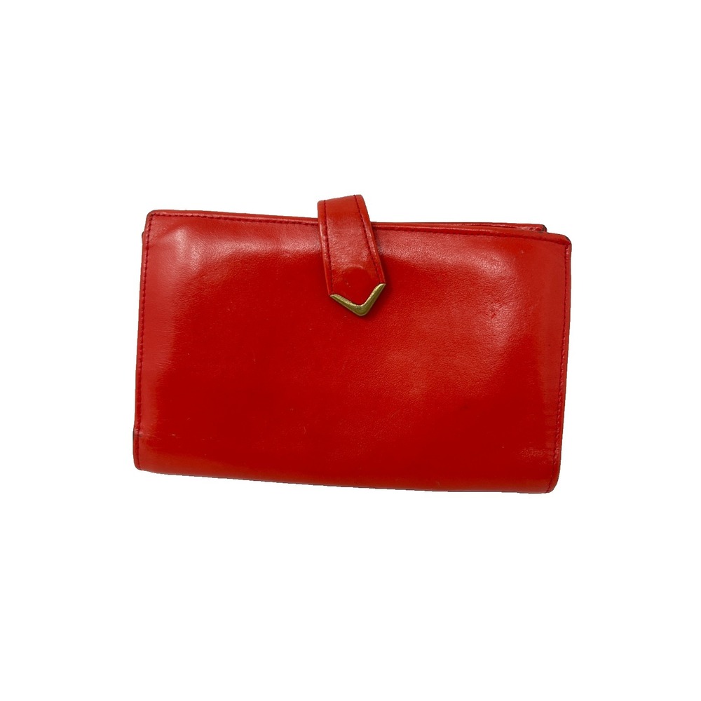 Vintage Rolfs Red Leather Wallet Coin Purse With Kiss Lock